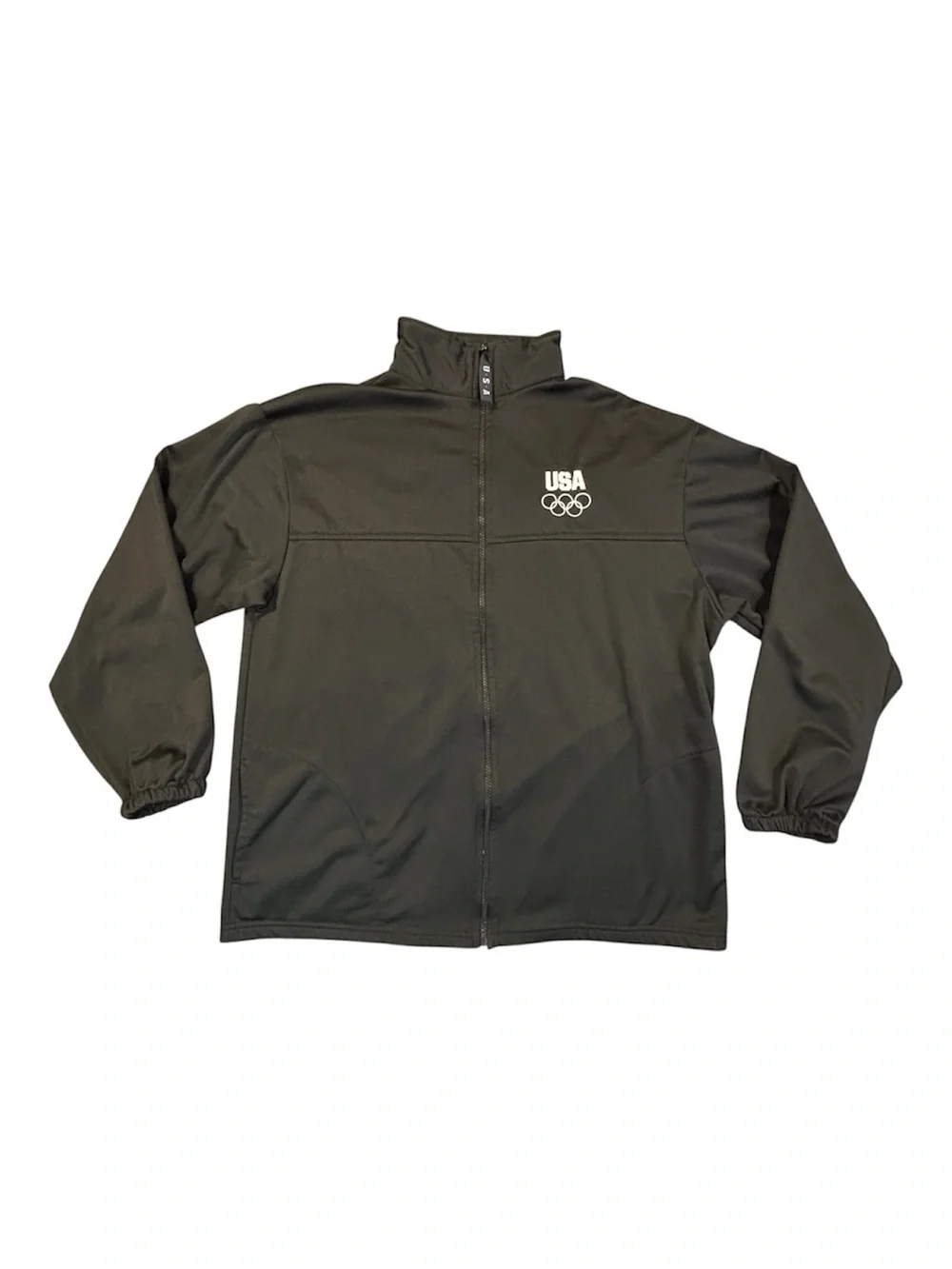 USA Olympics Jacket Mens XL Black Team USA Full Zip Olympic Committee Warm Up